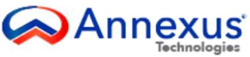 A blue and white logo of the company annalee.